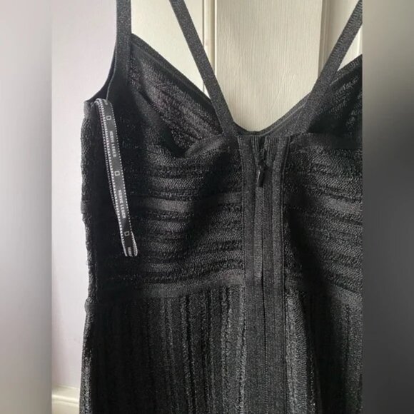 NEW - Herve Leger Lurex Eyelash Sweetheart Dress Black Size S - Picture 7 of 7